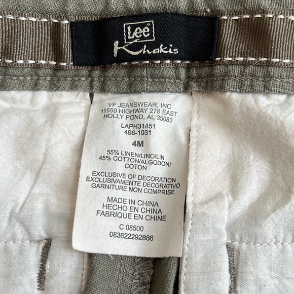 Capri Pants by Lee Size 4 High Waist Ribbon Tie Back Zip Pockets Linen Cotton - Picture 5 of 6